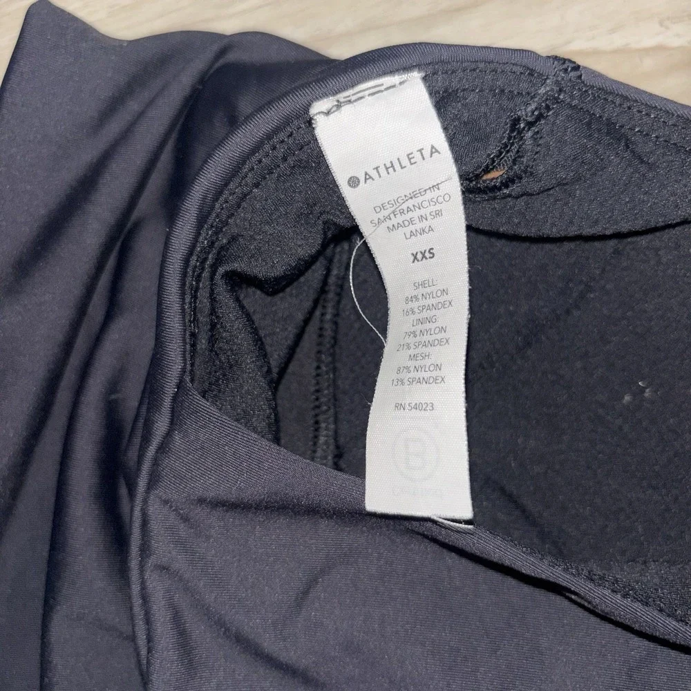 Athleta Conscious Crop Powervita Longline Sports Bra Black XXS Yoga