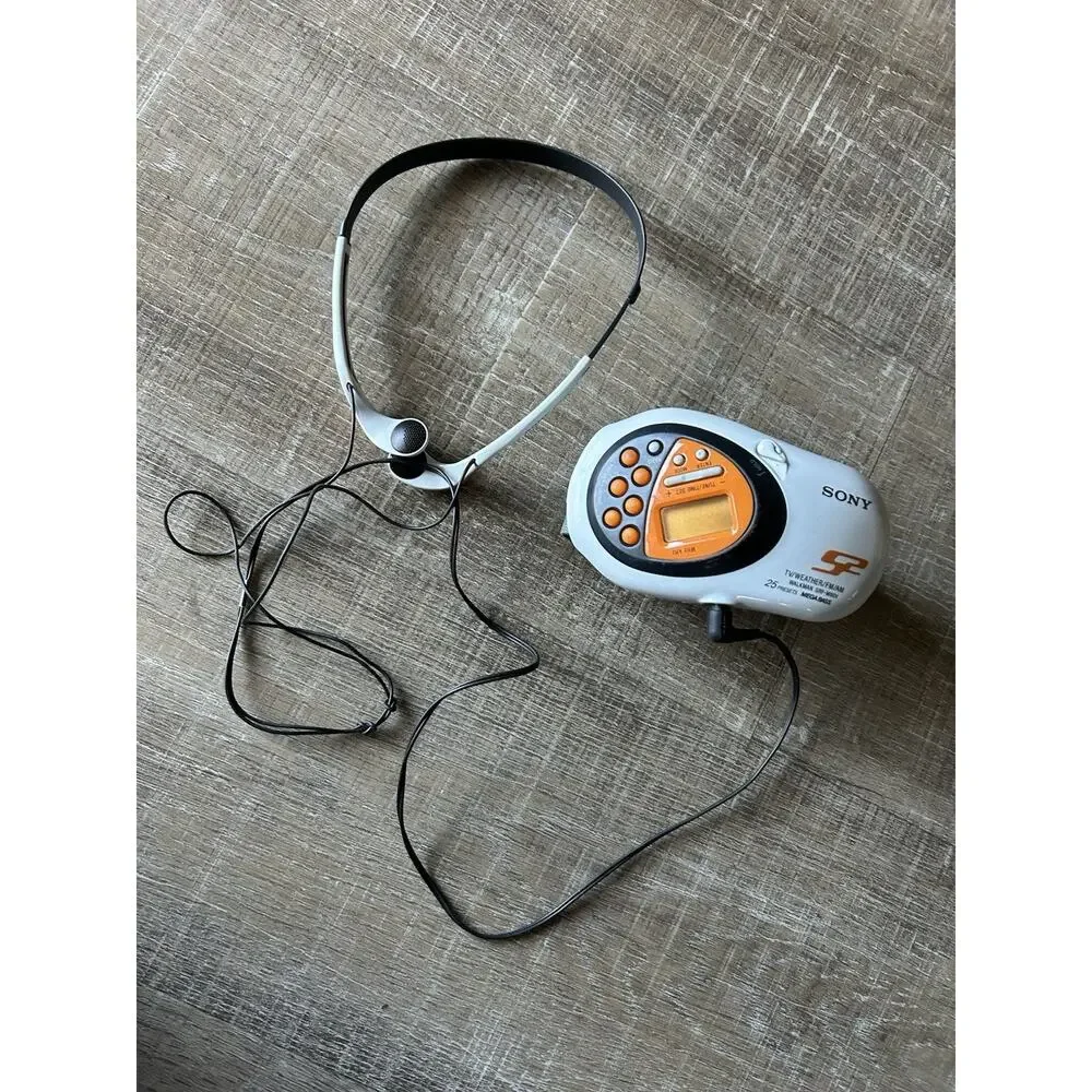 Sony Walkman Sports SRF-M80V AM FM Weather Portable Radio Tested w Headphones