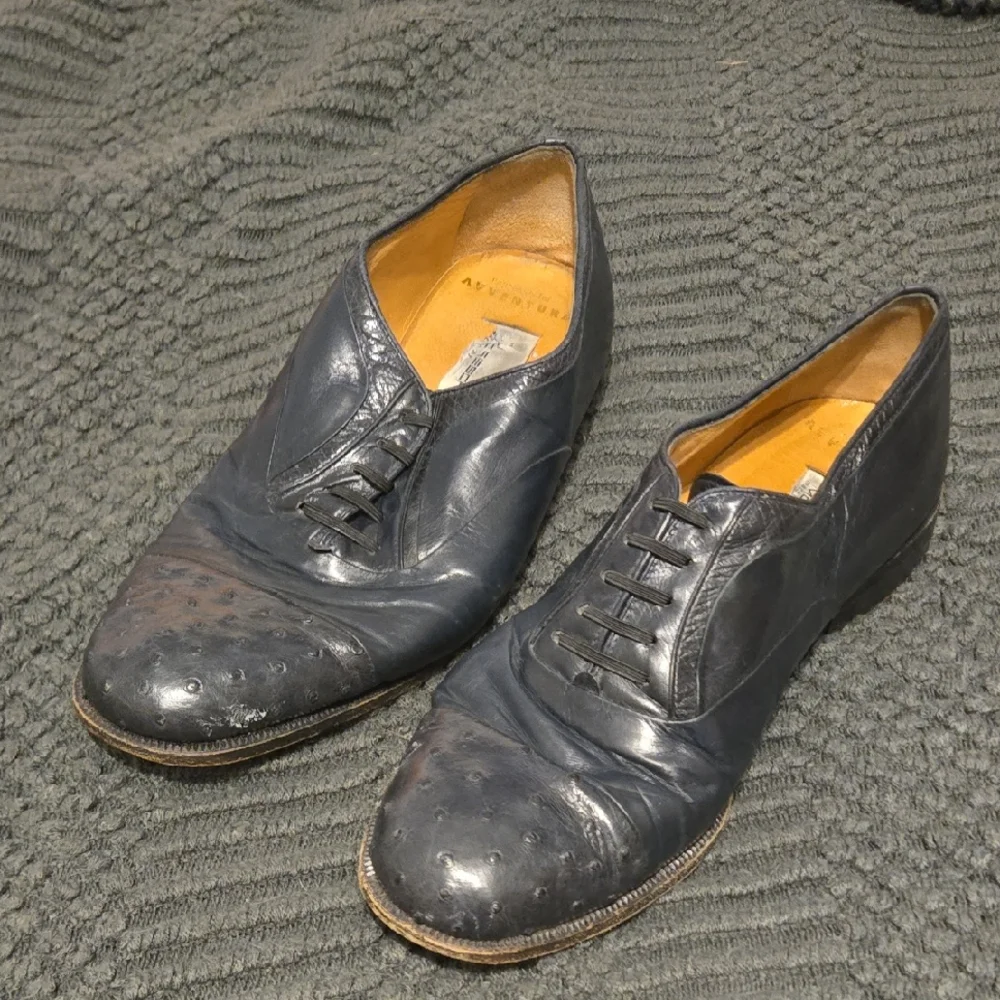 Authentic Moreschi Men's Blue-Gray Calfskin Shoes Size 10 - Made‎ In Italy