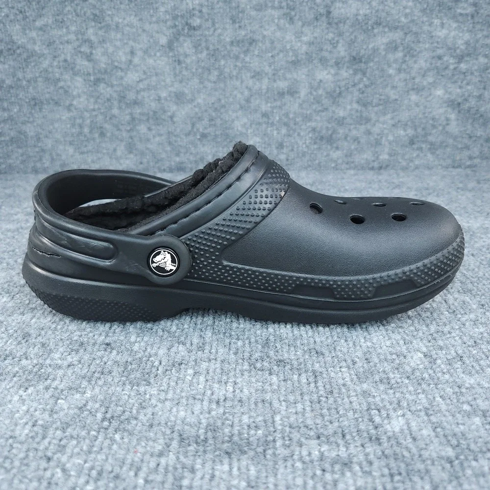 Crocs Clogs Shoes Women's Size 6 Mens Size 4 Black Lined Slingback Slides