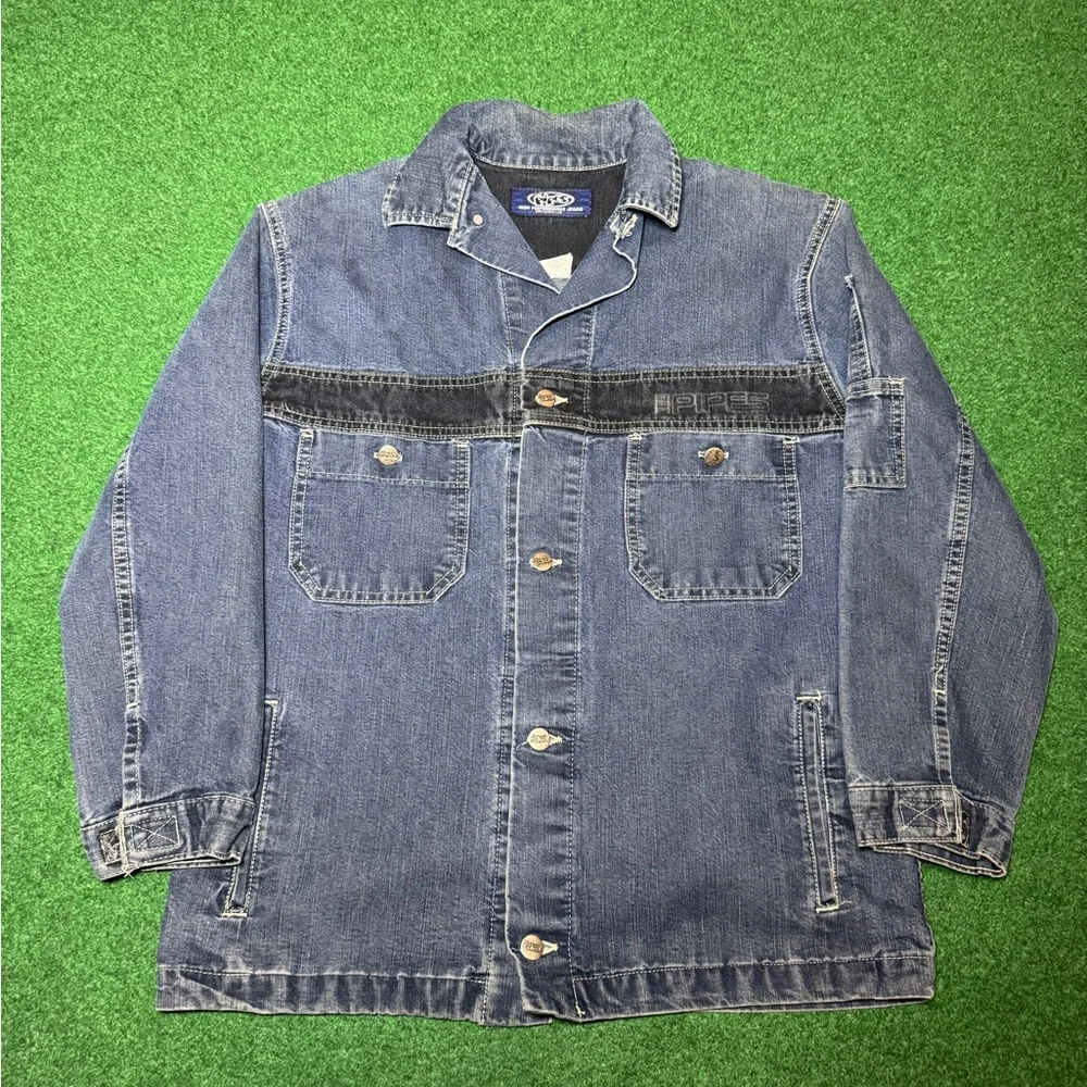 Lee Pipe Vintage 90s Y2K Denim Jacket Large Button Up Hip Hop Grunge
