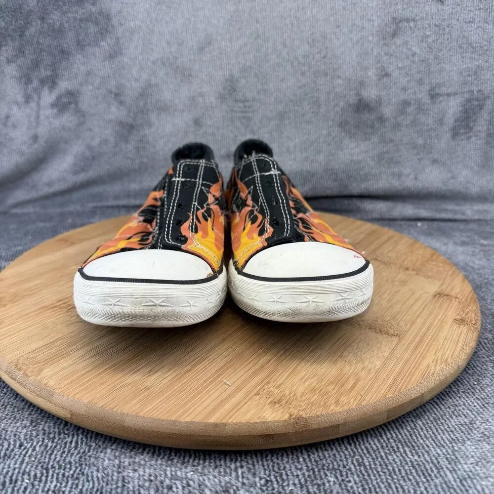 Converse One Star Junior Shoes Boys Size 5 Black Flame Canvas Slip On Sneakers