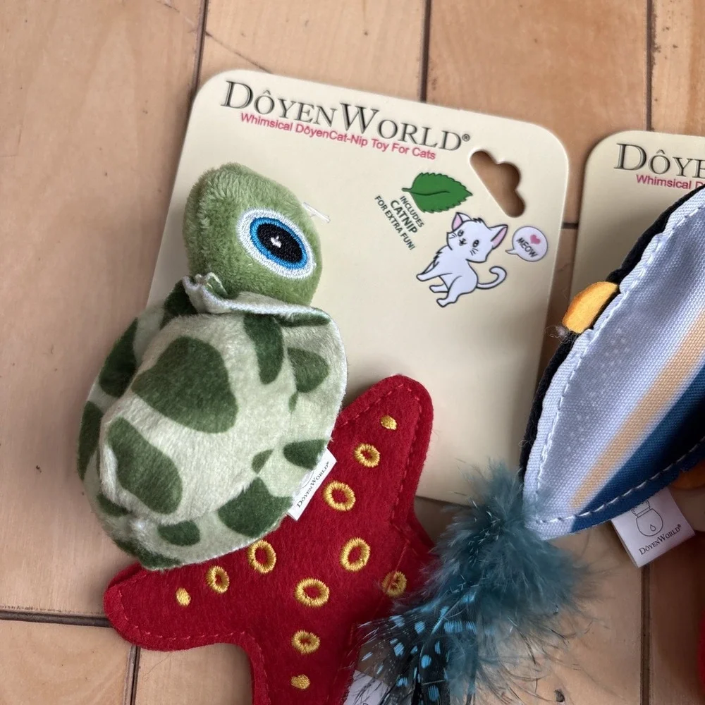 Doyen World Interactive Cat Toy Lot of 2 with Catnip - Turtle Set, Tuna Set NEW