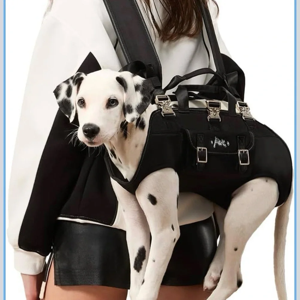 Black Pet Carrier Sling Harness for Dogs - Travel Shoulder Bag