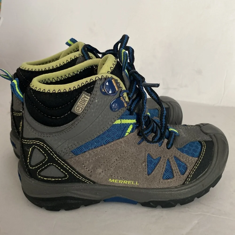 Merrell Kids Outdoor Adventure Apra Mid WTPF Boots- Green and Gray