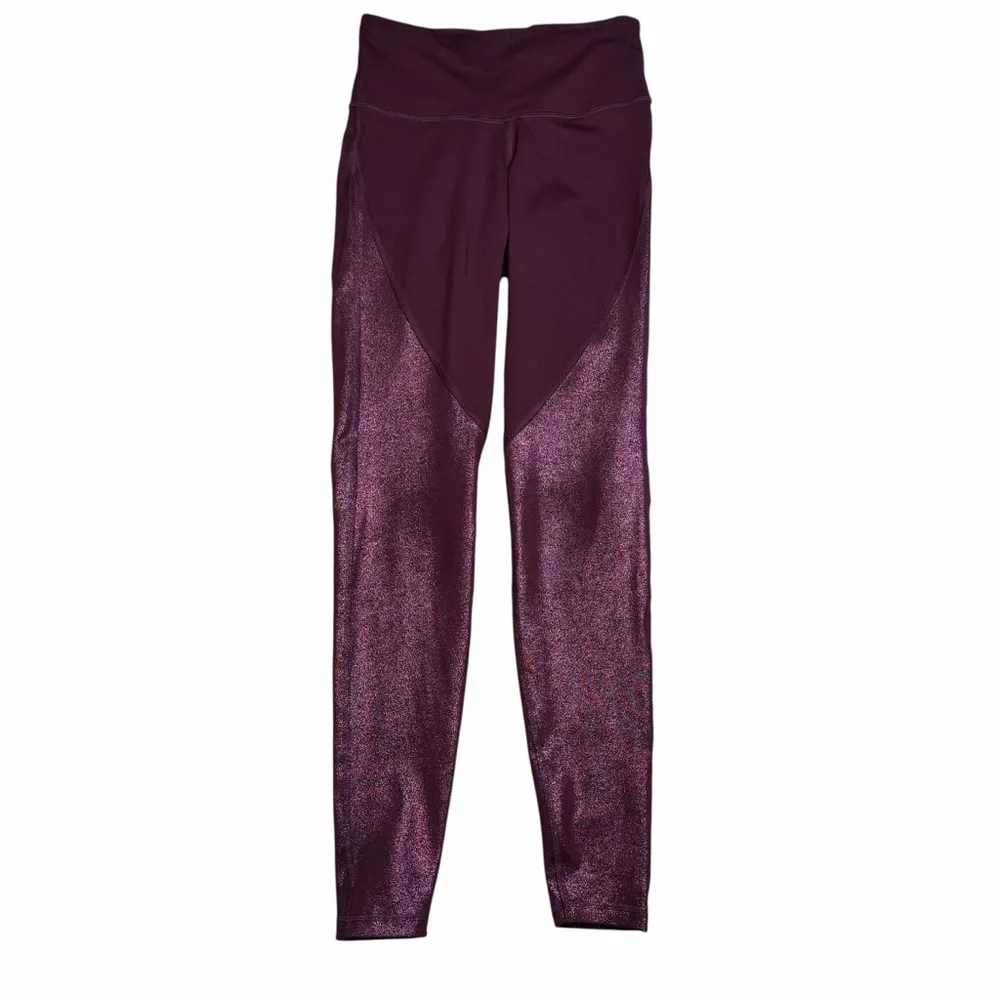 10/$25🦋 Old Navy Active Go Dry Maroon & Gold High Rise Compression Leggings - XS