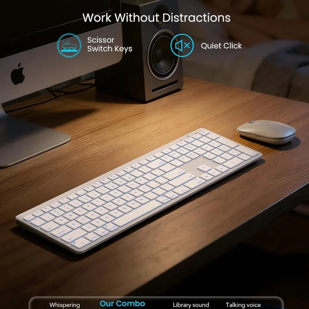 SABLUTE Bluetooth Keyboard and Mouse for Mac — 7-Color Backlit
