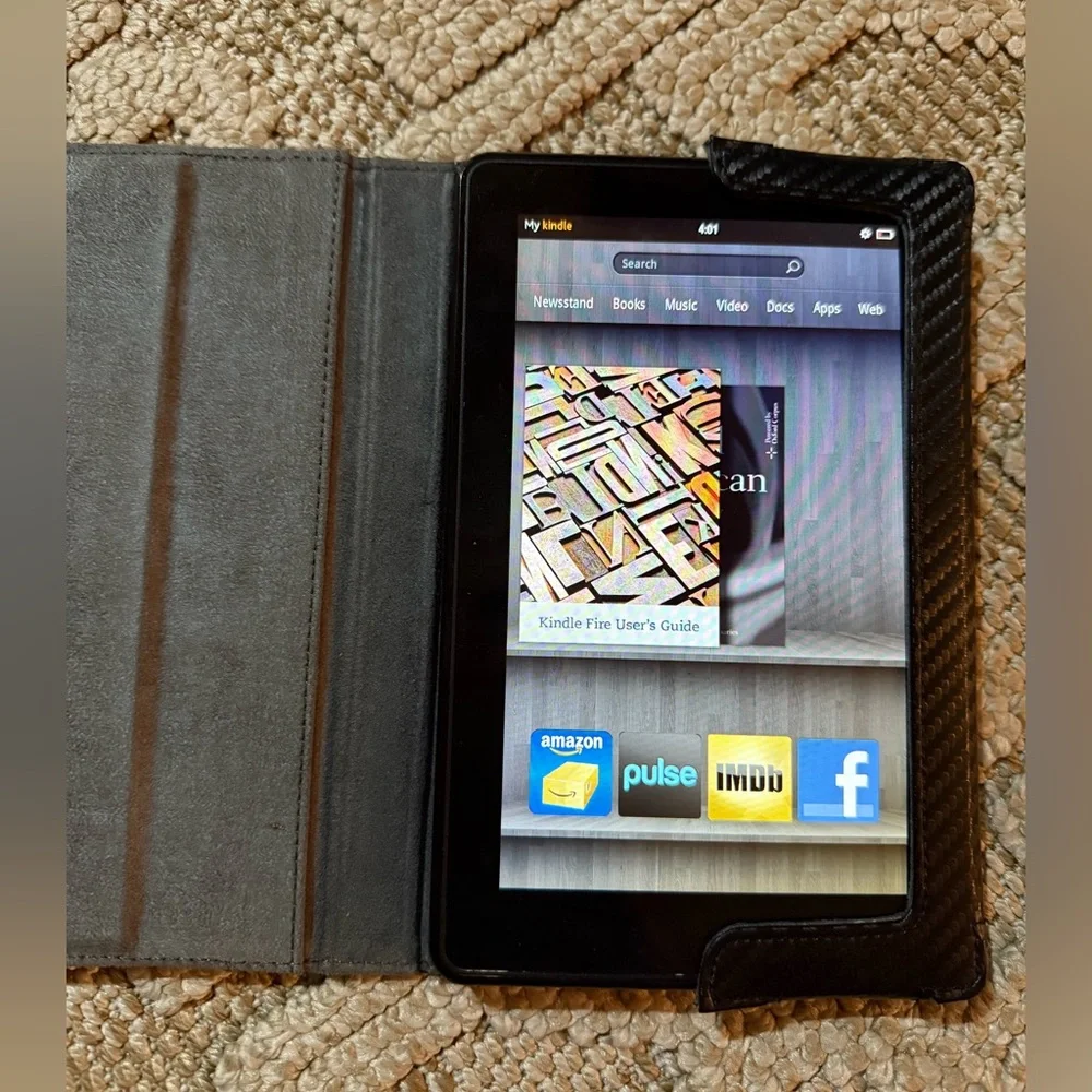M-Edge faux leather Amazon Kindle Fire Tablet Black Cover case