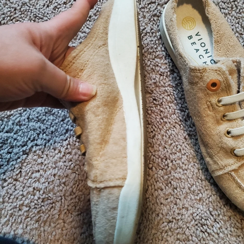 Vionic Beach Tan Terry Cloth Mule Style Sneakers Size 8