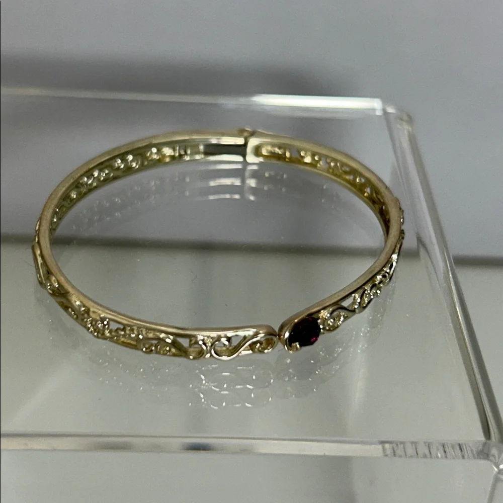 NWOT Carolyn Pollack Sterling Silver Scroll Design Genuine Amethyst Bracelet