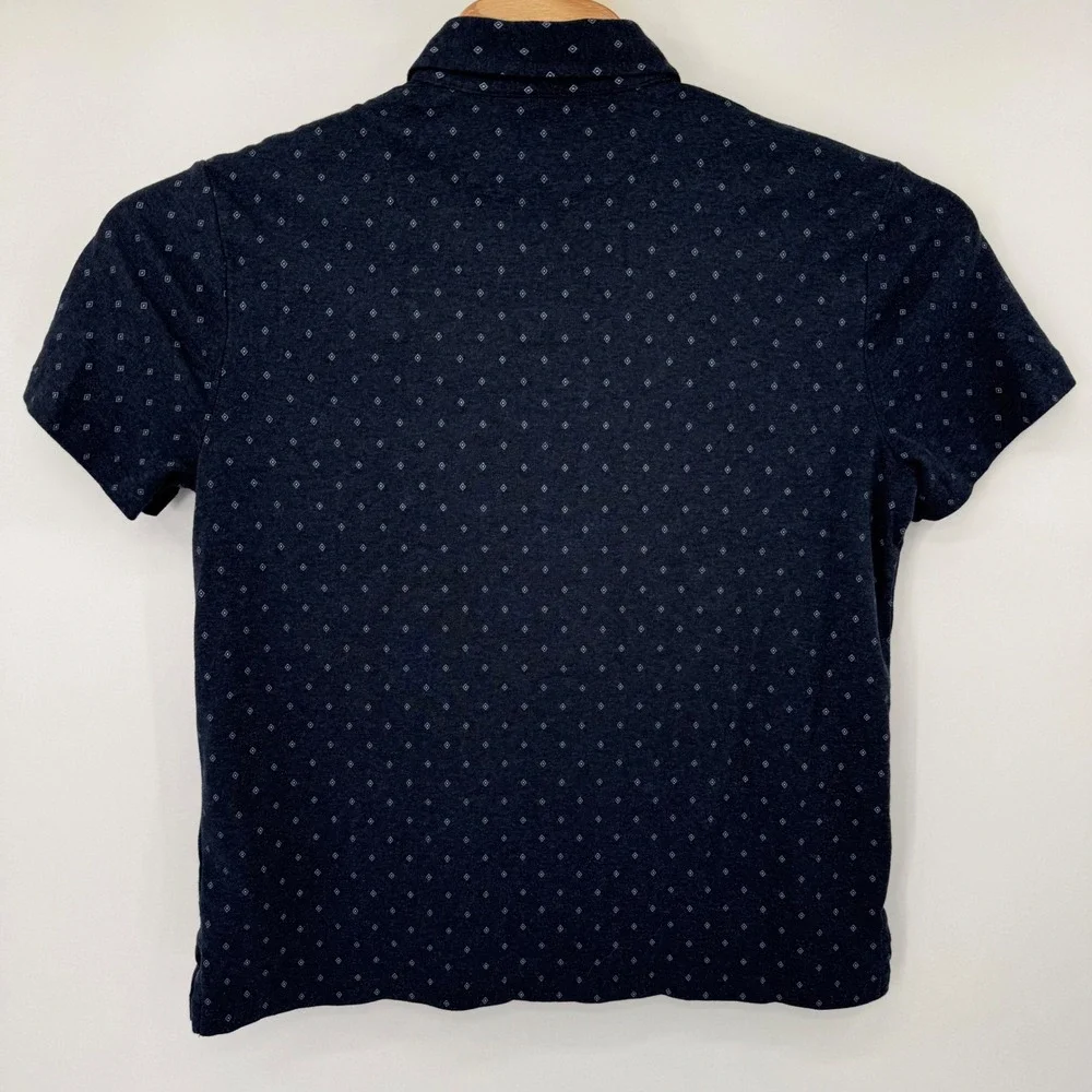 Polo Ralph Lauren Polo Shirt Mens L Navy Blue Diamond Print Custom Slim Fit