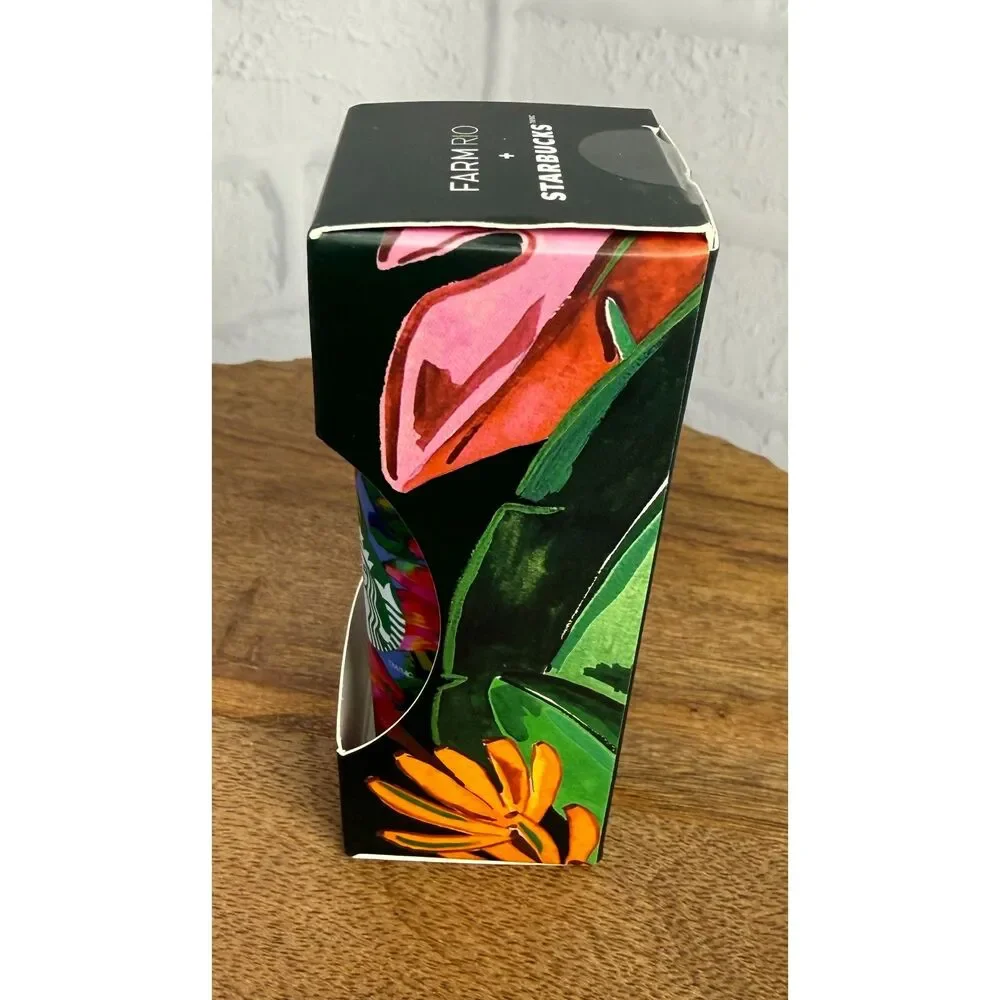 NIB Starbucks Plastic Cold Cup Keychain Farm Rio + Starbucks Banana Mixup