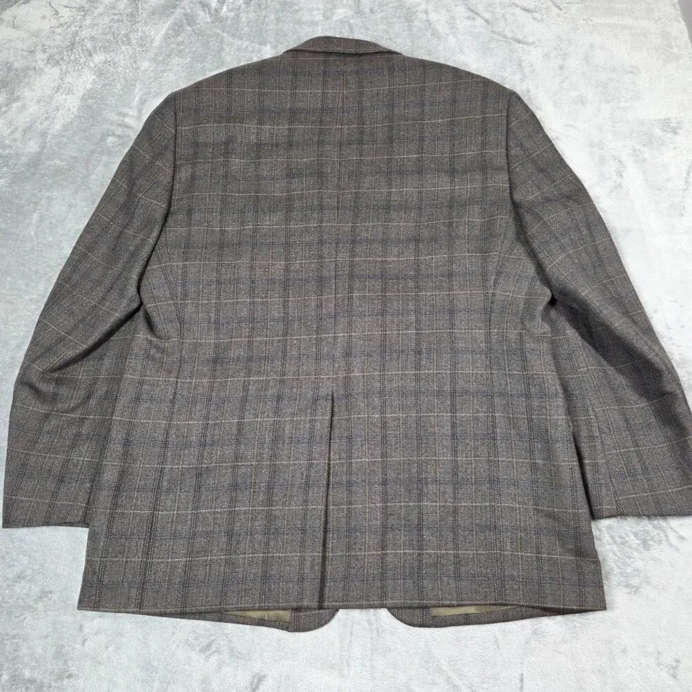 Joseph & Feiss Sport Coat Mens 44R Gray Brown Glen Plaid Wool Blazer Jacket