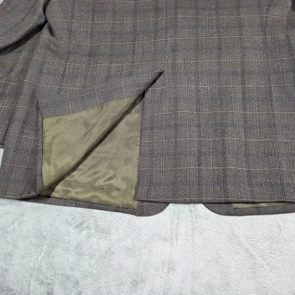 Joseph & Feiss Sport Coat Mens 44R Gray Brown Glen Plaid Wool Blazer Jacket