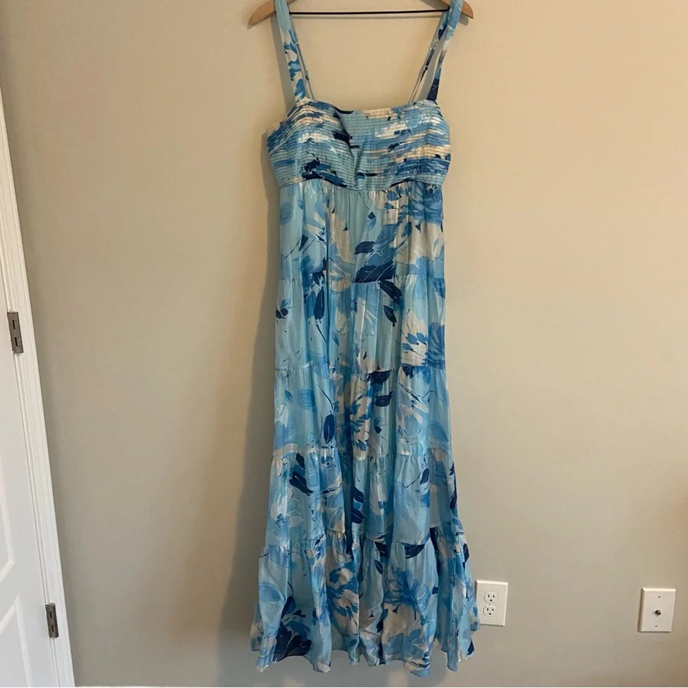Abercrombie Blue Floral Babydoll Maxi Dress NWT