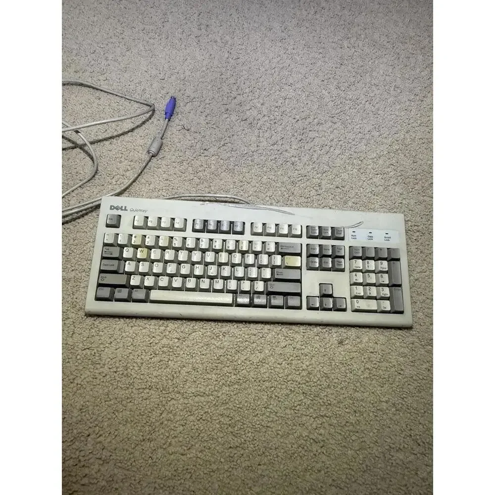 Dell QuietKey SK-1000REW PS/2 Vintage Keyboard Tested - Beige