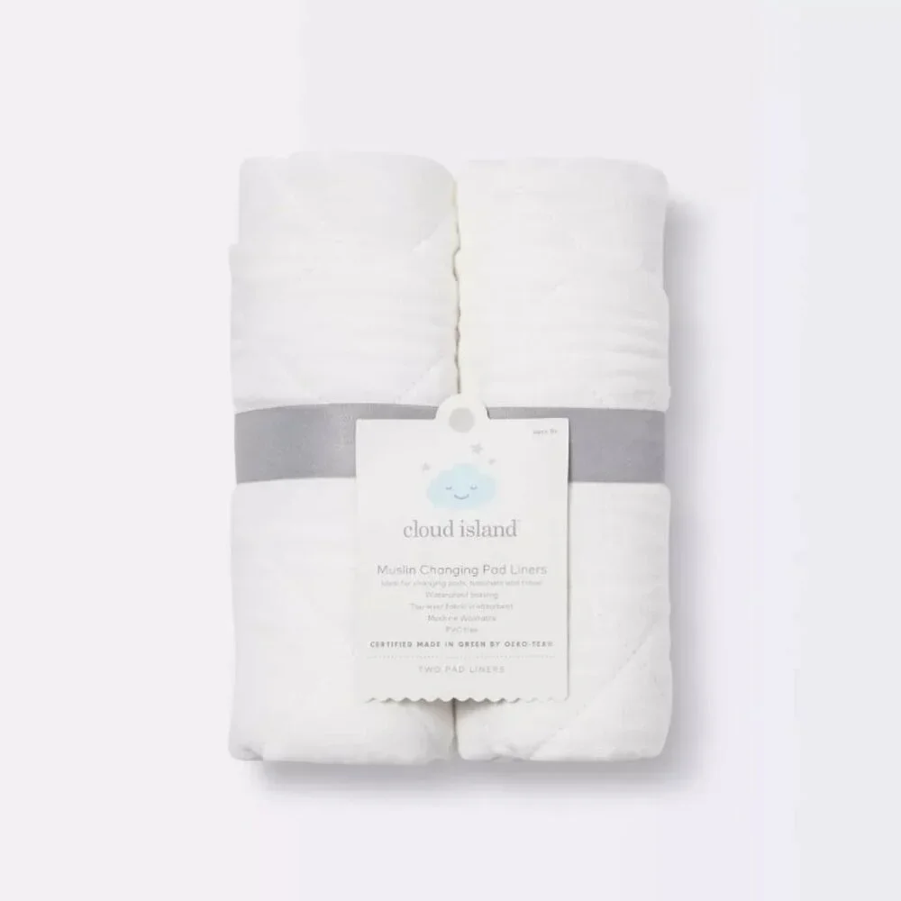 Cloud Island Muslin Changing Pad Liner - Cream - 2pk - NEW WITH TAGS