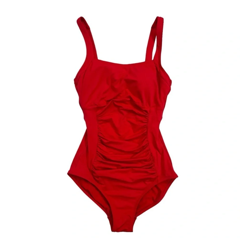 Melissa Odabash for Amoena Selena Ruched Front One Piece Swimsuit size 6 in Red