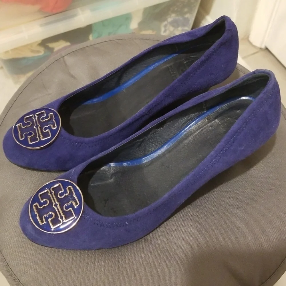 💕TORY BURCH💕 Sophie Wedge Pumps in Blue Suede EU 41