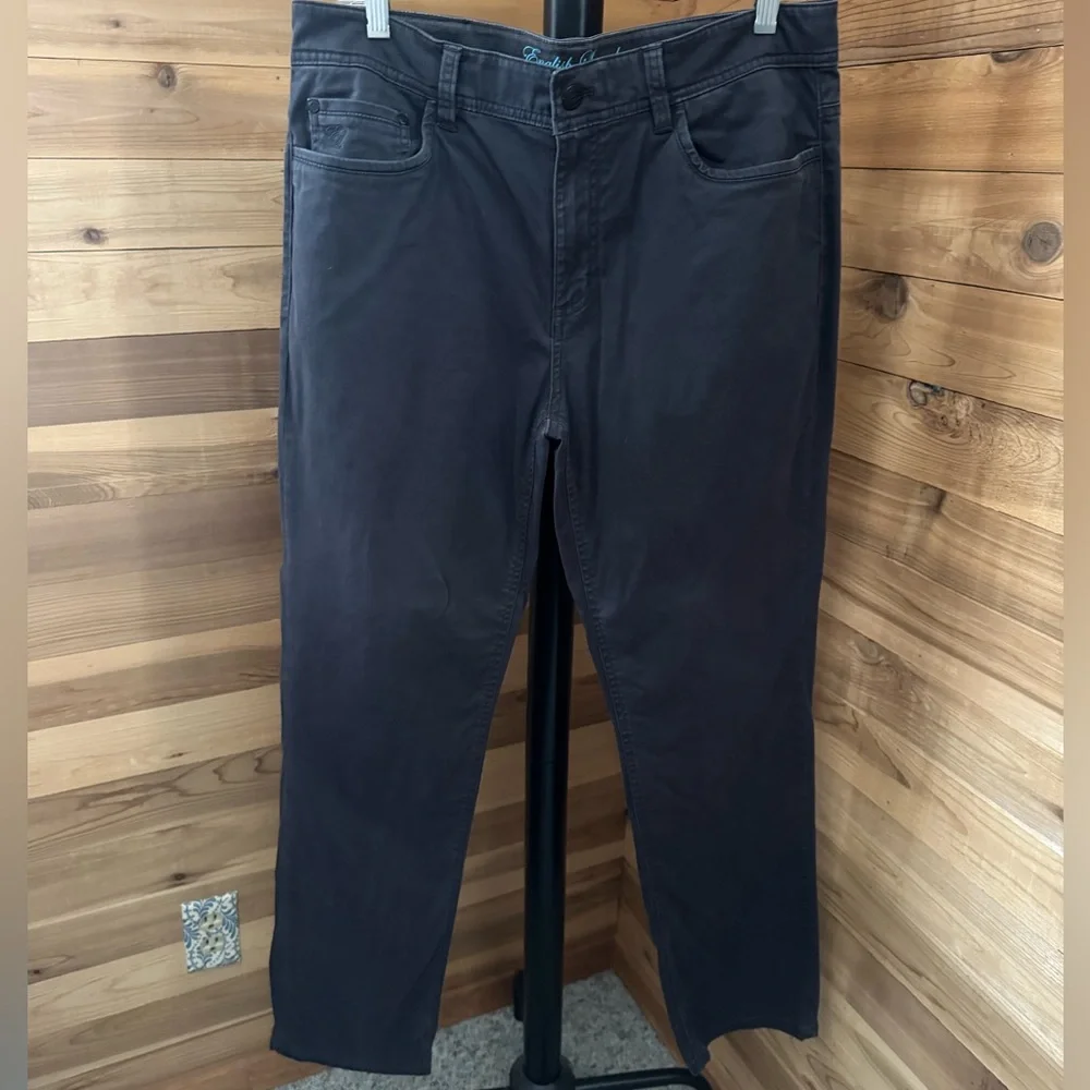 English Laundry Men's Slim Fit 5-Pocket Chino Pants 34x32 Charcoal Gray Stretch