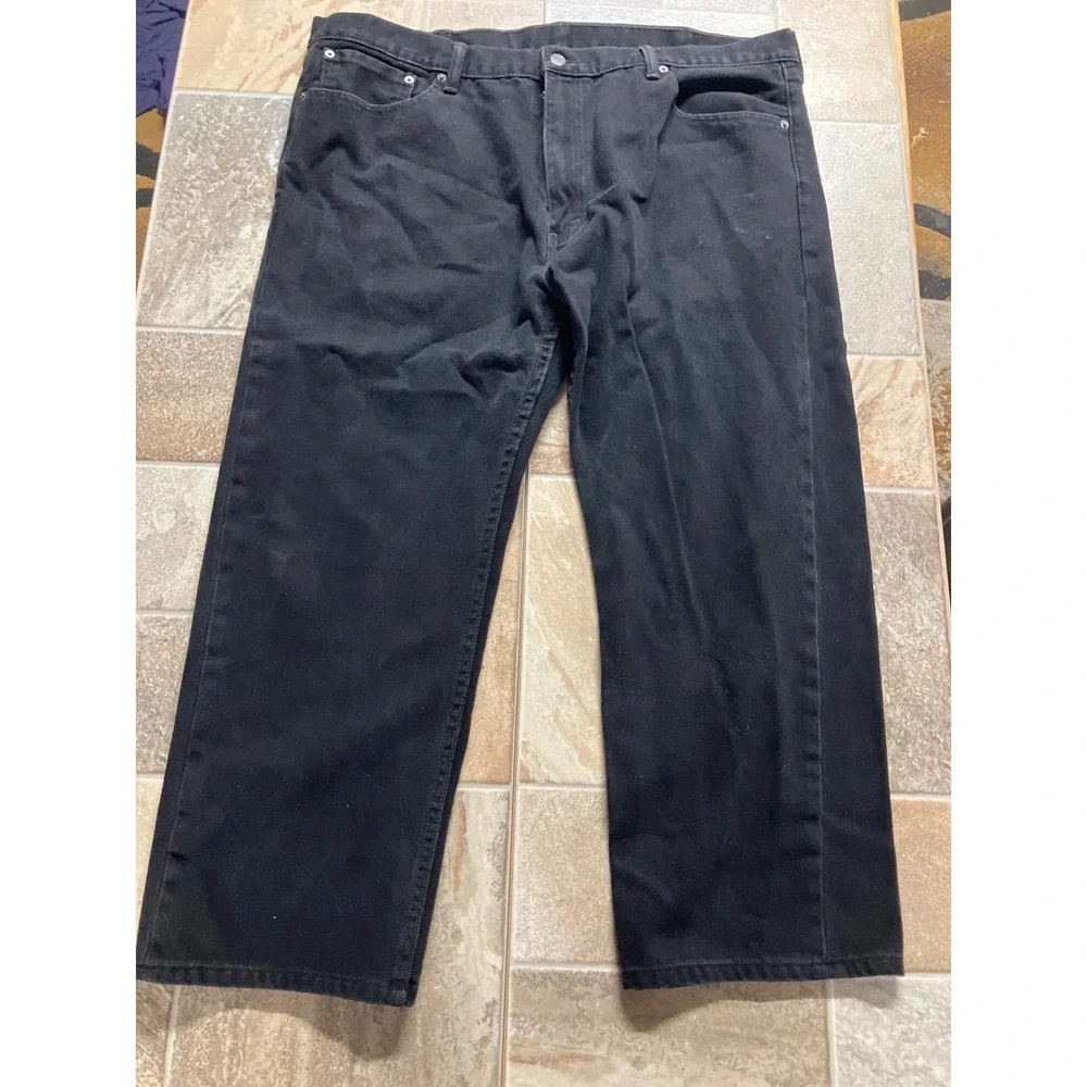Levi Strauss 505 Black Denim Jeans Mens W44‎ L30 Straight Leg
