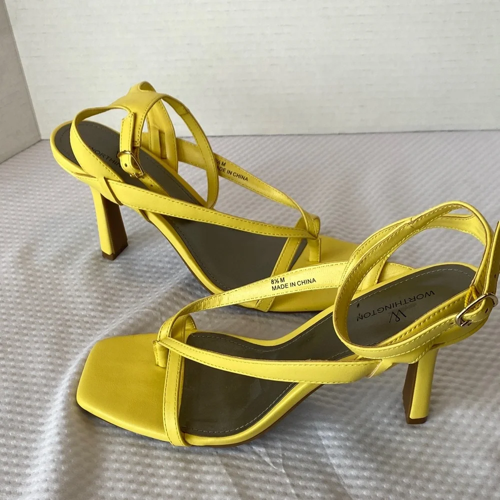 Worthington Yellow Strappy Heels Size 8.5M