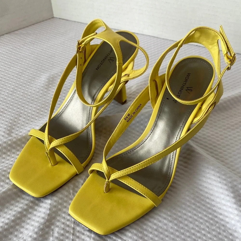 Worthington Yellow Strappy Heels Size 8.5M