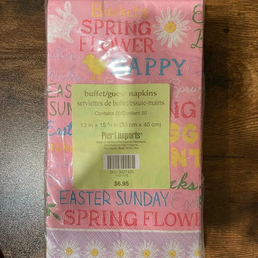 Pier 1 Pink and Yellow Easter Bunny Rabbit Napkins