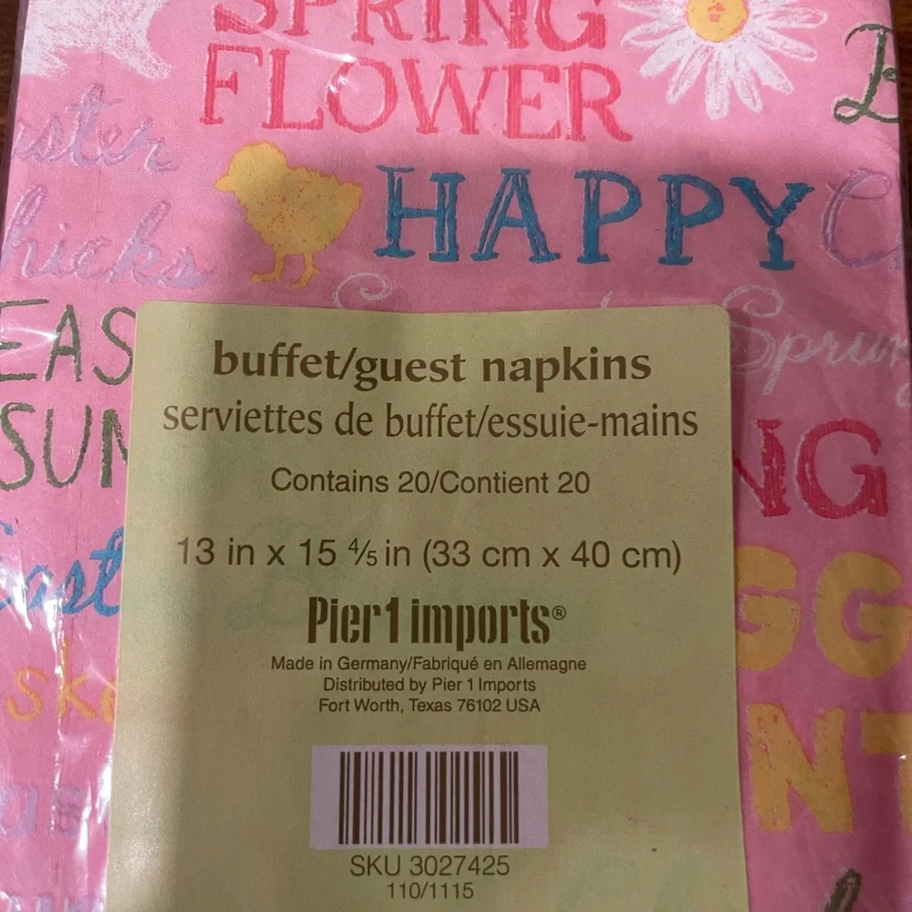 Pier 1 Pink and Yellow Easter Bunny Rabbit Napkins