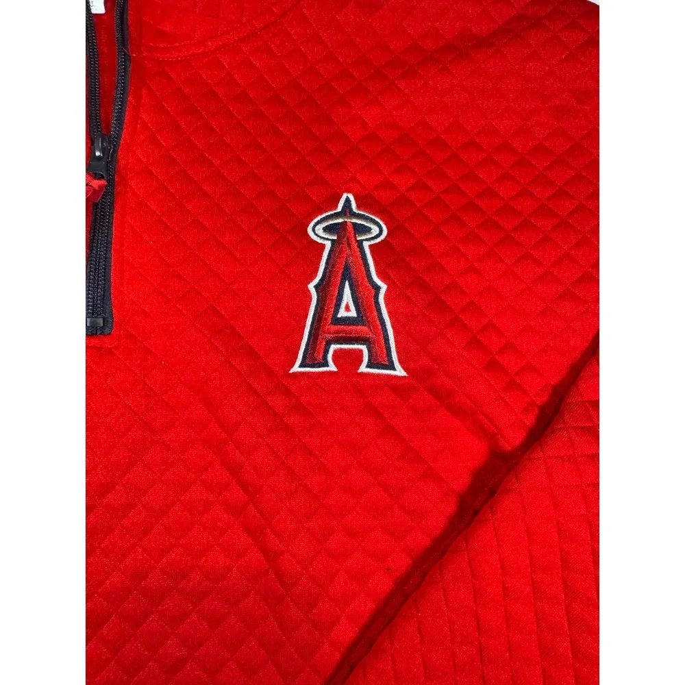 Anaheim Angels Re Quilted Half Zip W/ Memorial Care Logo  Sweater Jacket Size L