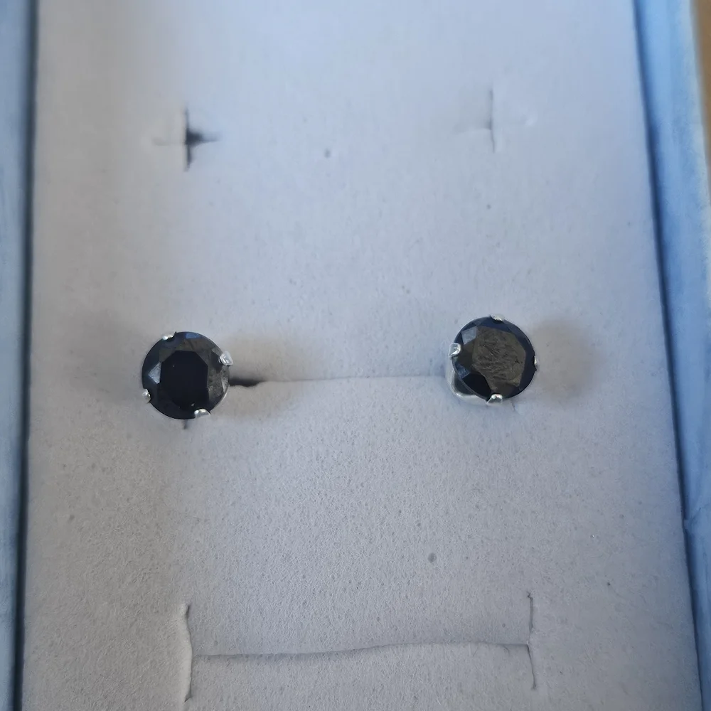 🔥4/$20 Sterling Silver Black Stud Earrings