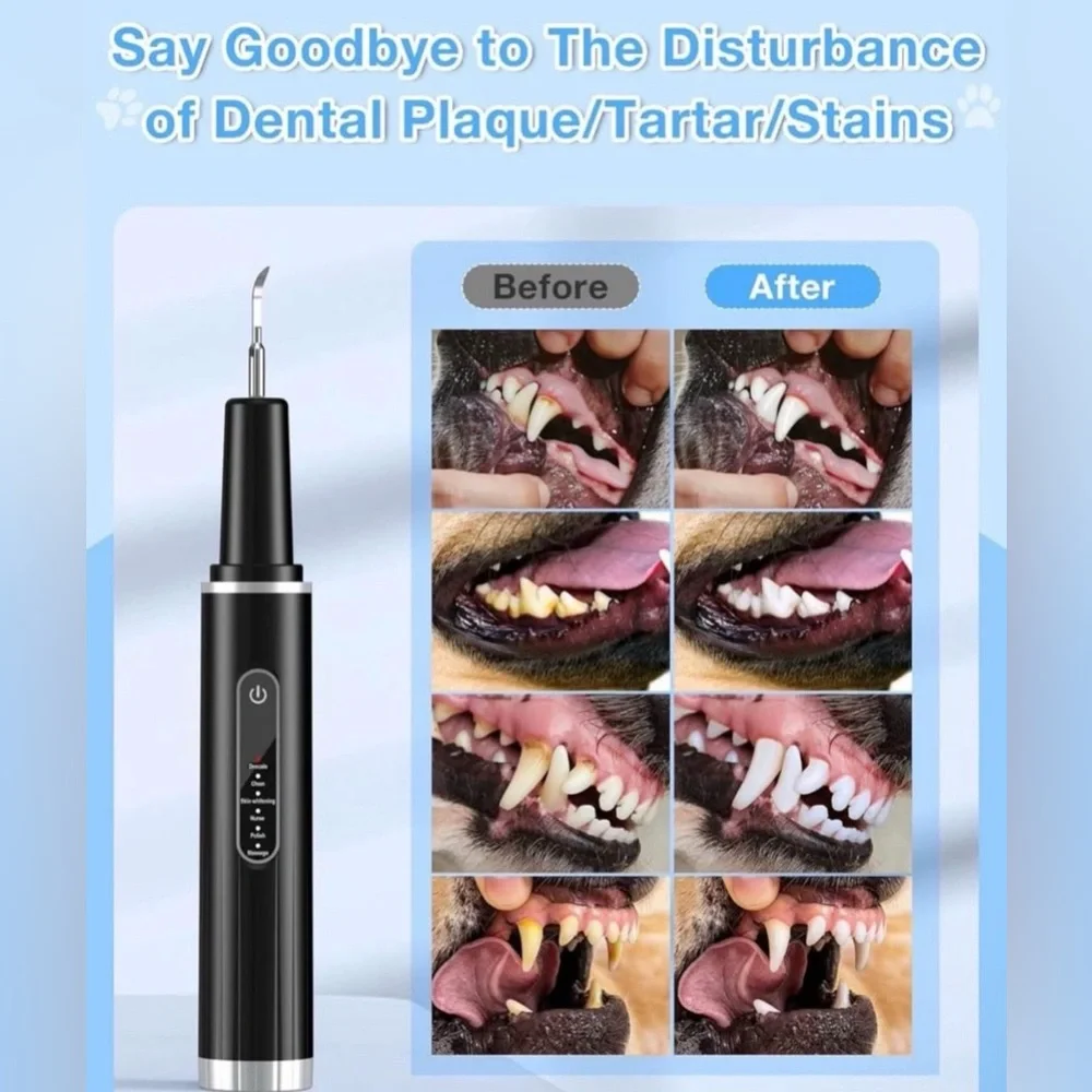 Dog Tartar Plaque Remover for Teeth, Ultrasonic Teeth Cleaner Toothbrush