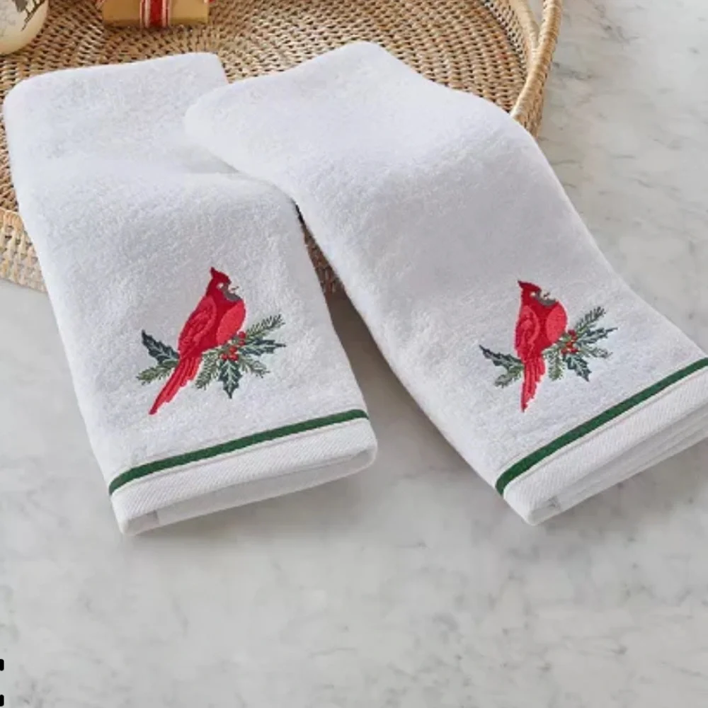 Holiday Cardinal Turkish Cotton Hand‎ Towel, set of 2