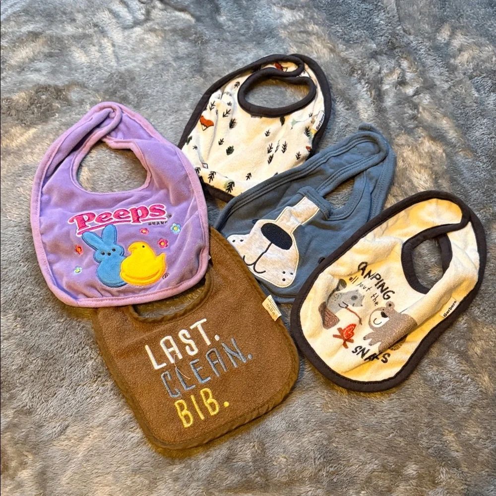 Assorted Baby Bibs Set - Purple, Brown, Gray