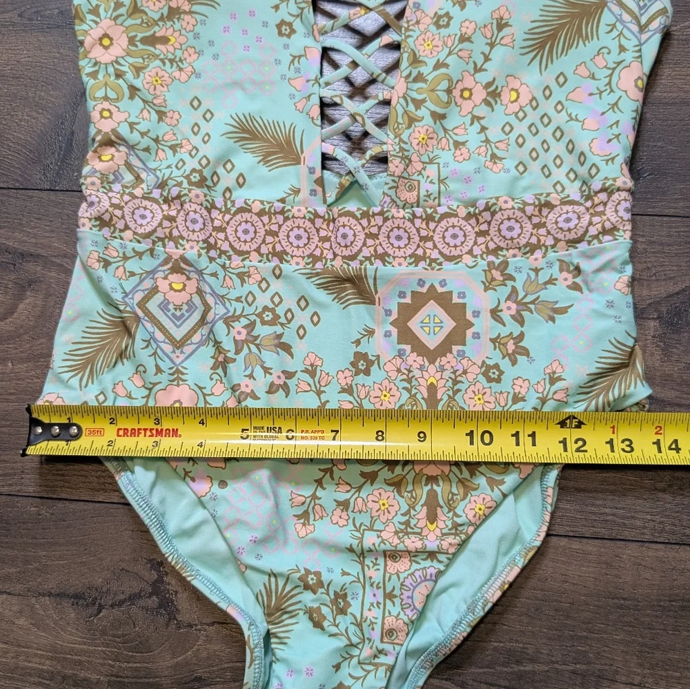 Seafolly Australia Free Spirit Lace Up Maillot One Piece Fresh Mint Size 8
