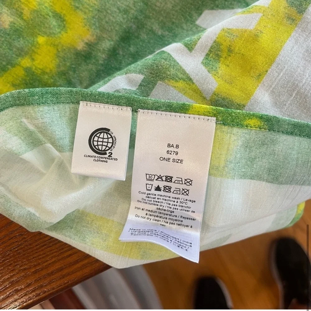 NWT Ganni Tie-dye Voile Scarf organic cotton green and yellow