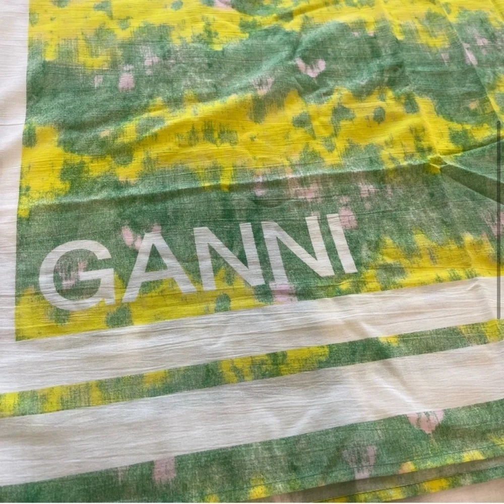 NWT Ganni Tie-dye Voile Scarf organic cotton green and yellow