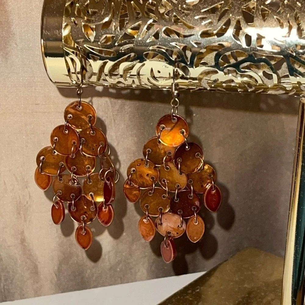 Brown / Bronze Chandelier Autumnal Earrings