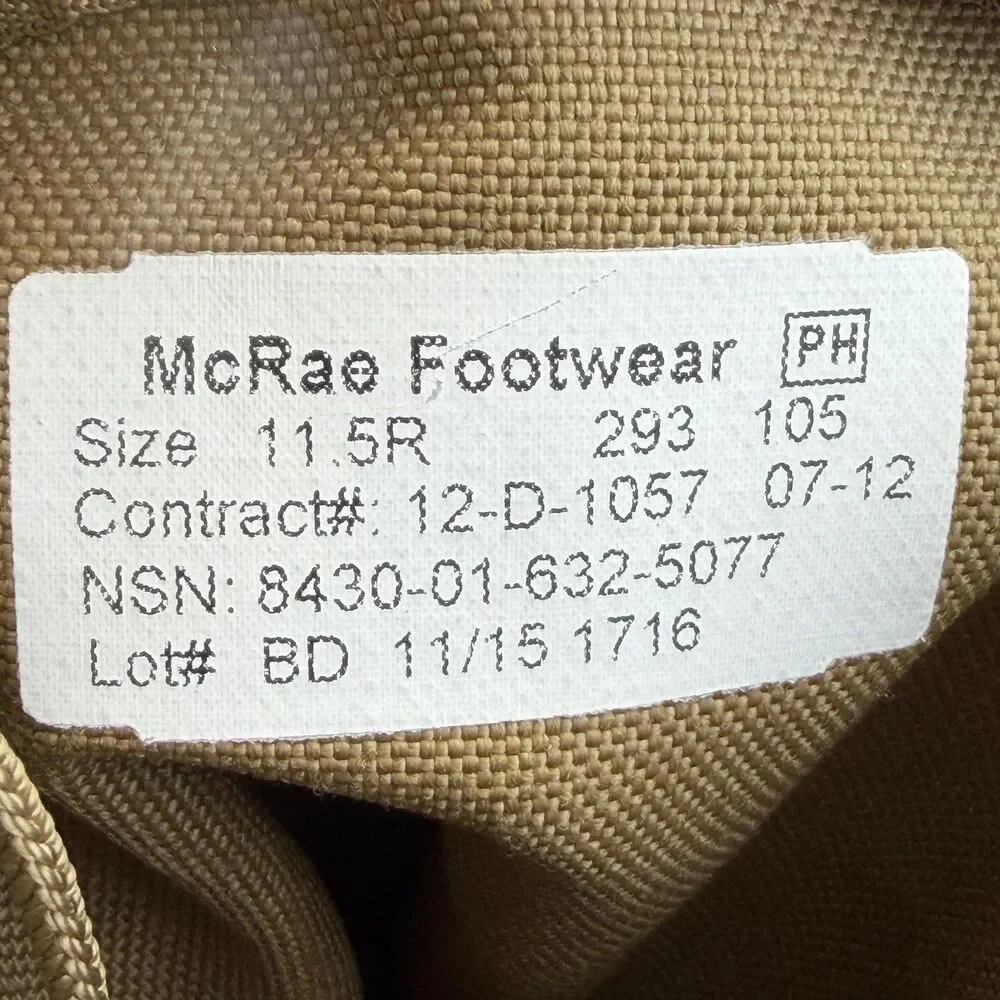 McRae Footwear Boots Mens Size 11.5R Brown Suede Combat Military Vibram Lace Up