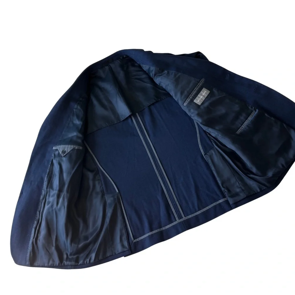 Michael Kors Mens Classic Blue Two Button Blazer Sport Coat Jacket