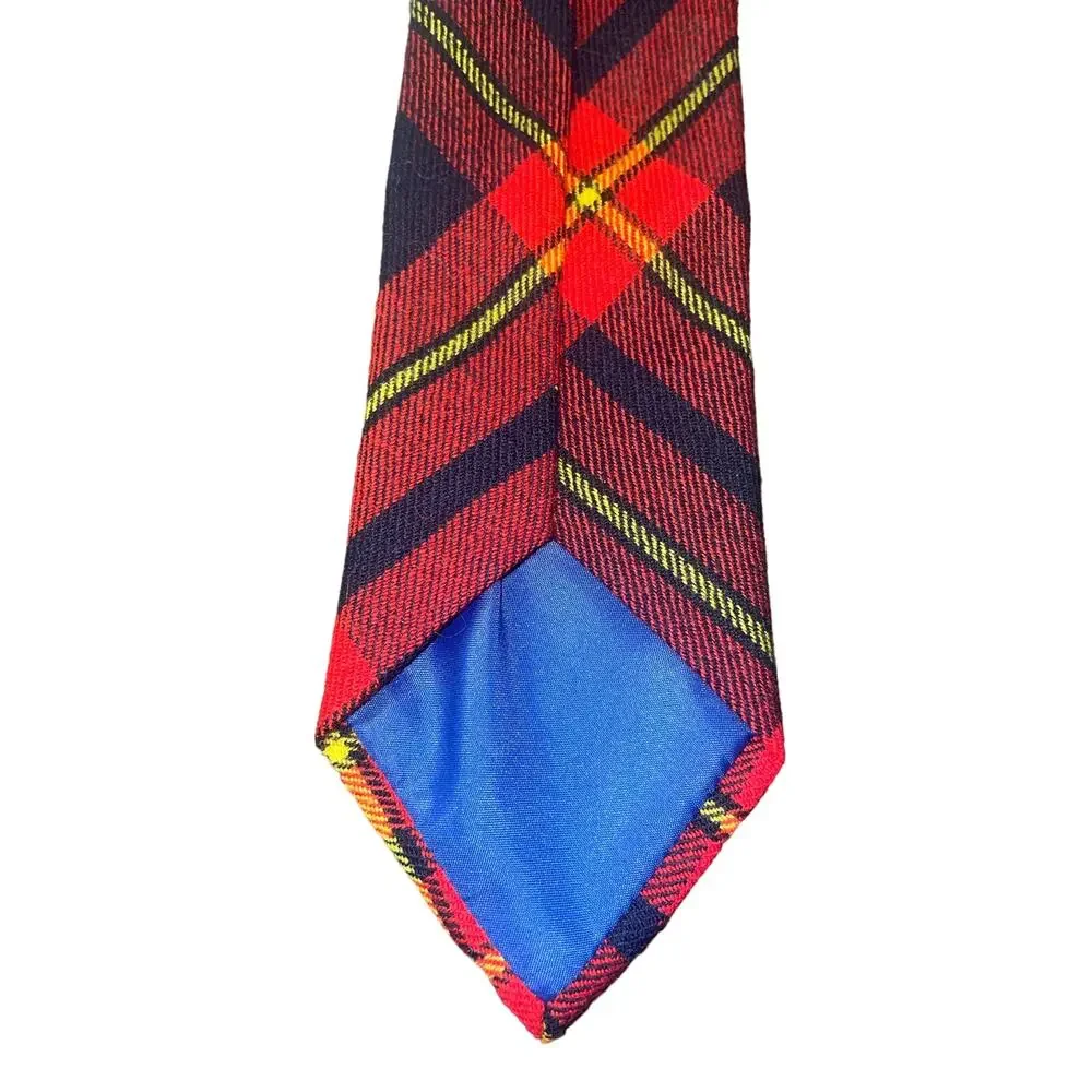 Mens Plaid Red Blue Yellow Pattern Skinny Slim Tie Formal Necktie