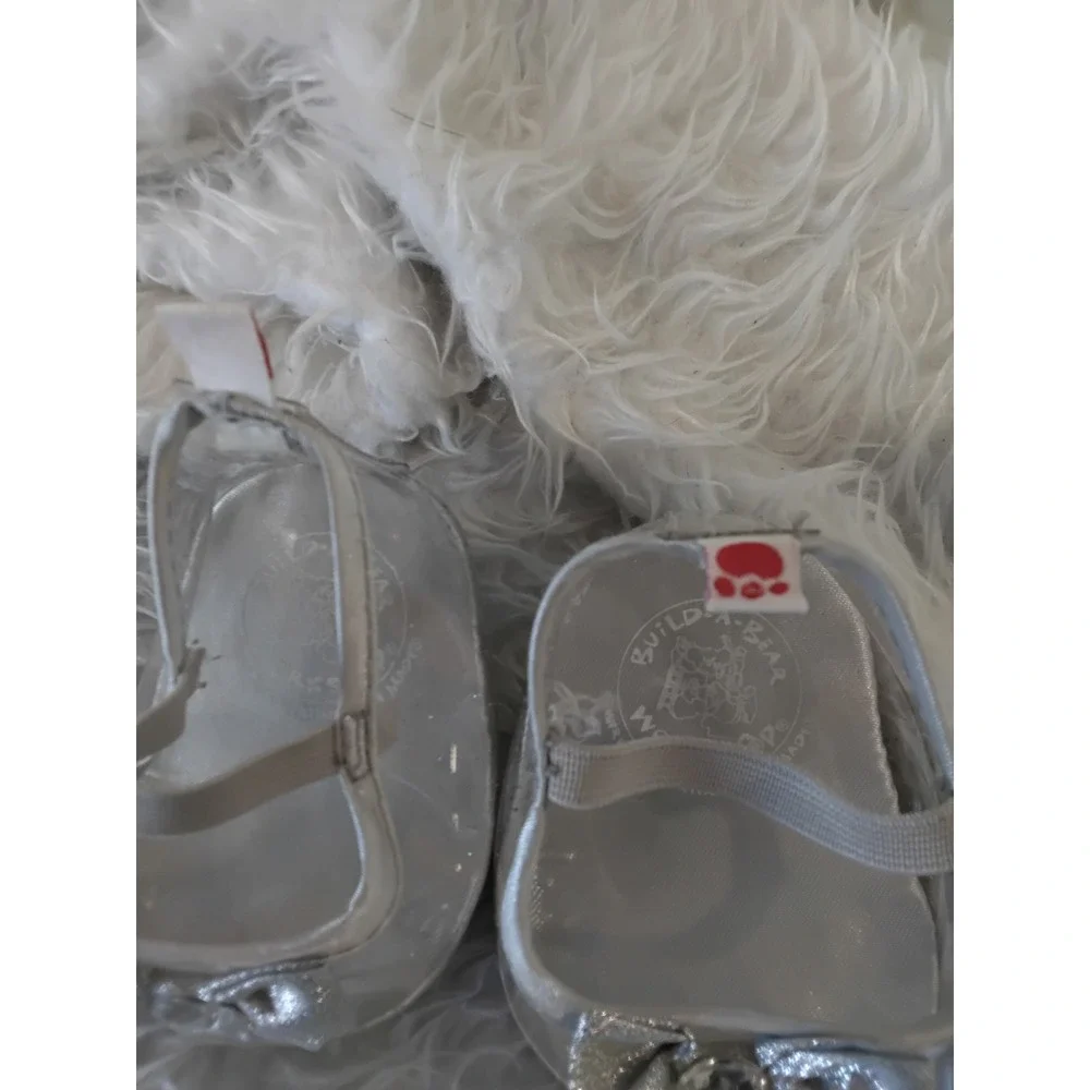 Build-A-Bear Workshop Silver Glitter Bow Heels Doll Shoes 20389 Plush Accessory