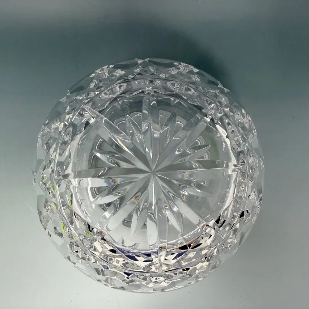 Vintage Cut Crystal Scalloped Edge Rose Bowl Vase Clear Glass Floral Decor