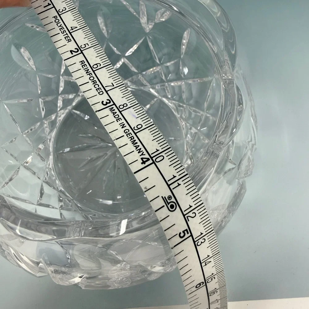 Vintage Cut Crystal Scalloped Edge Rose Bowl Vase Clear Glass Floral Decor