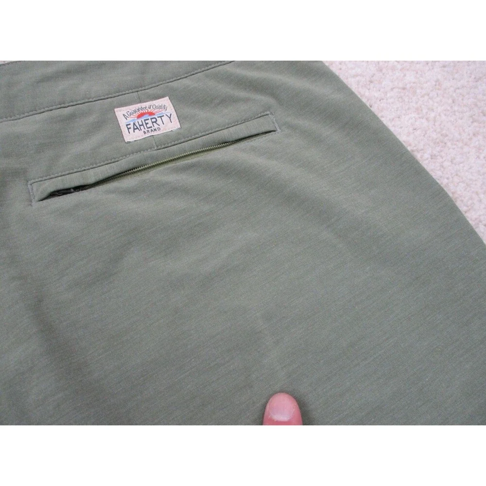Faherty All Day Shorts Mens 38 Green Performance Stretch Drawstring Casual *