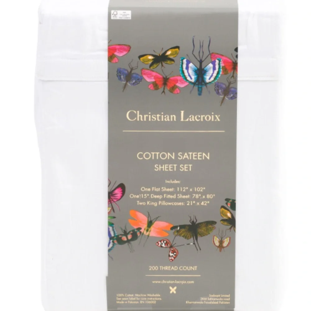Christian Lacroix Cotton Sateen Queen Sheet Set 200 ct New