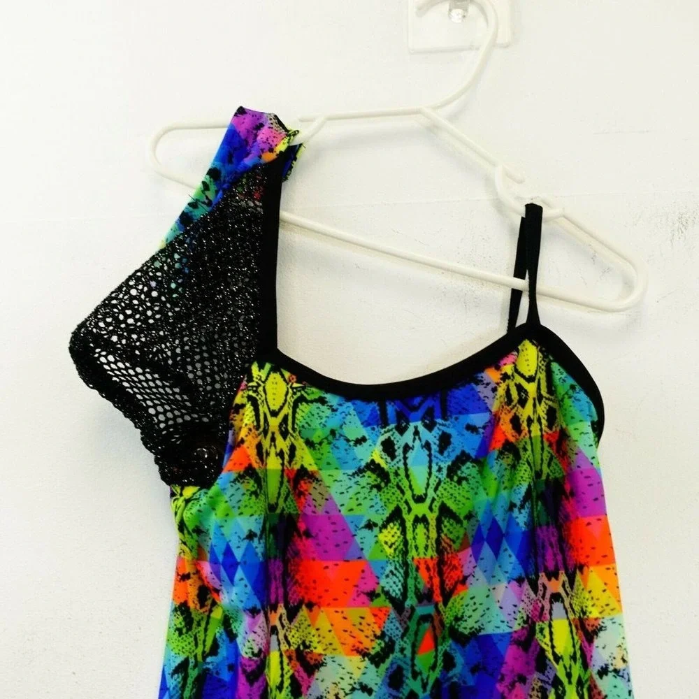 Snakeskin Shortall Romper Leotard Girls S Child Neon Dancewear A WISH COME TRUE‎