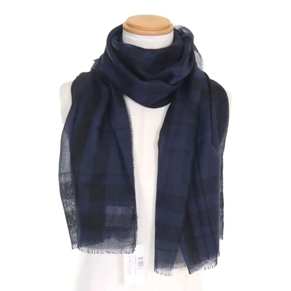 Dior Homme 133 Cashmere Silk Logo Embroidery Checked Scarf