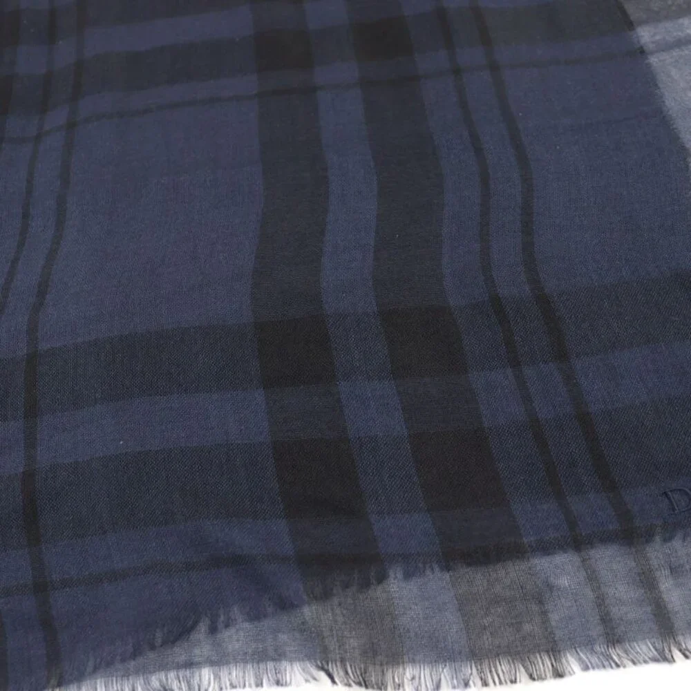 Dior Homme 133 Cashmere Silk Logo Embroidery Checked Scarf