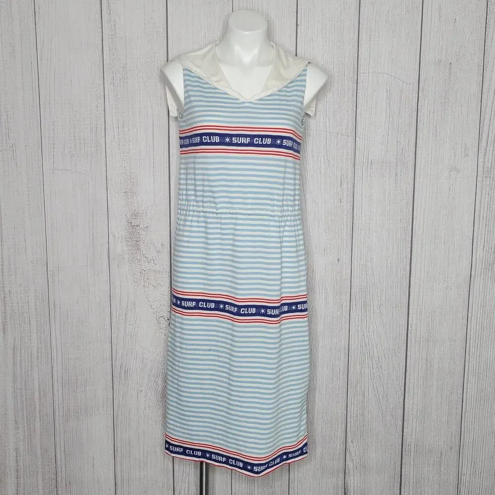 Vintage Striped Logo Surf Club Sailor 80s Dress